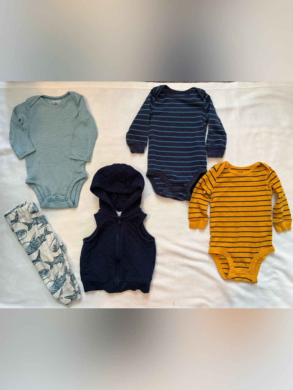 Carter's Navy Quilted Hooded Baby Vest with Zipper and bodysuits